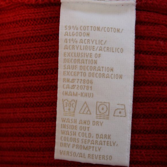 Tommy Hilfiger Ribbed Red Cotton V-Neck Cable Sleeve Pullover Sweater SZ M EUC - Picture 10 of 10